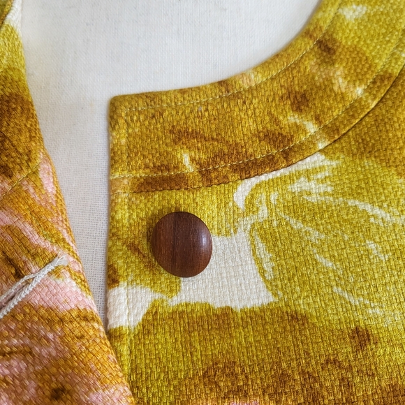 NWOT Talbots Mustard & Pink Rose Woven Cotton Canvas 2 Piece Blazer Skirt Suit - Picture 6 of 16